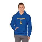 This classic fit PITTFANS™ Est. 1869 Baseball hooded sweatshirt. Blue with gold text and baseball hitter.