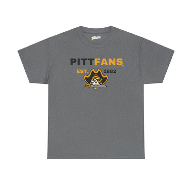 PITTFANS Men's Baseball Est. 1882 with Pirate Heavy Cotton Tee