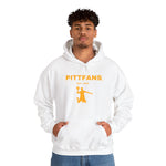 PITTFANS Est. 1905 Basketball white hoodie with gold flying basketball player.