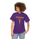  PITTFANS™ Cheerleading Est. 1955 purple shirt  with cheerleader and text in gold.