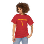 PITTFANS™ Cheerleading Est. 1955 red shirt with cheerleader and text in gold.