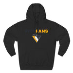 Black hoodie with 'PITTFANS' text and logo on a white background