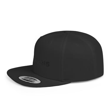 Black snapback cap with PITTFANS brand logo on a white background