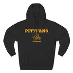 PITTFANS Black hoodie with yellow text and logo on a white background