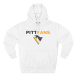 White hoodie with 'PITTFANS' text and logo on a white background